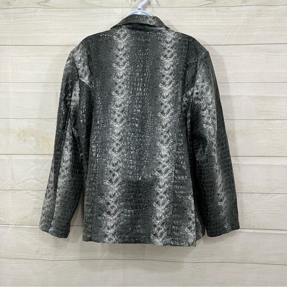 Selene Sport Gray Faux Reptile Zipper Lined Jacket - Picture 7 of 11